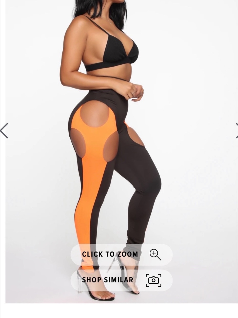 Fashion Nova Black & Orange Cutout High-Waist Leggings